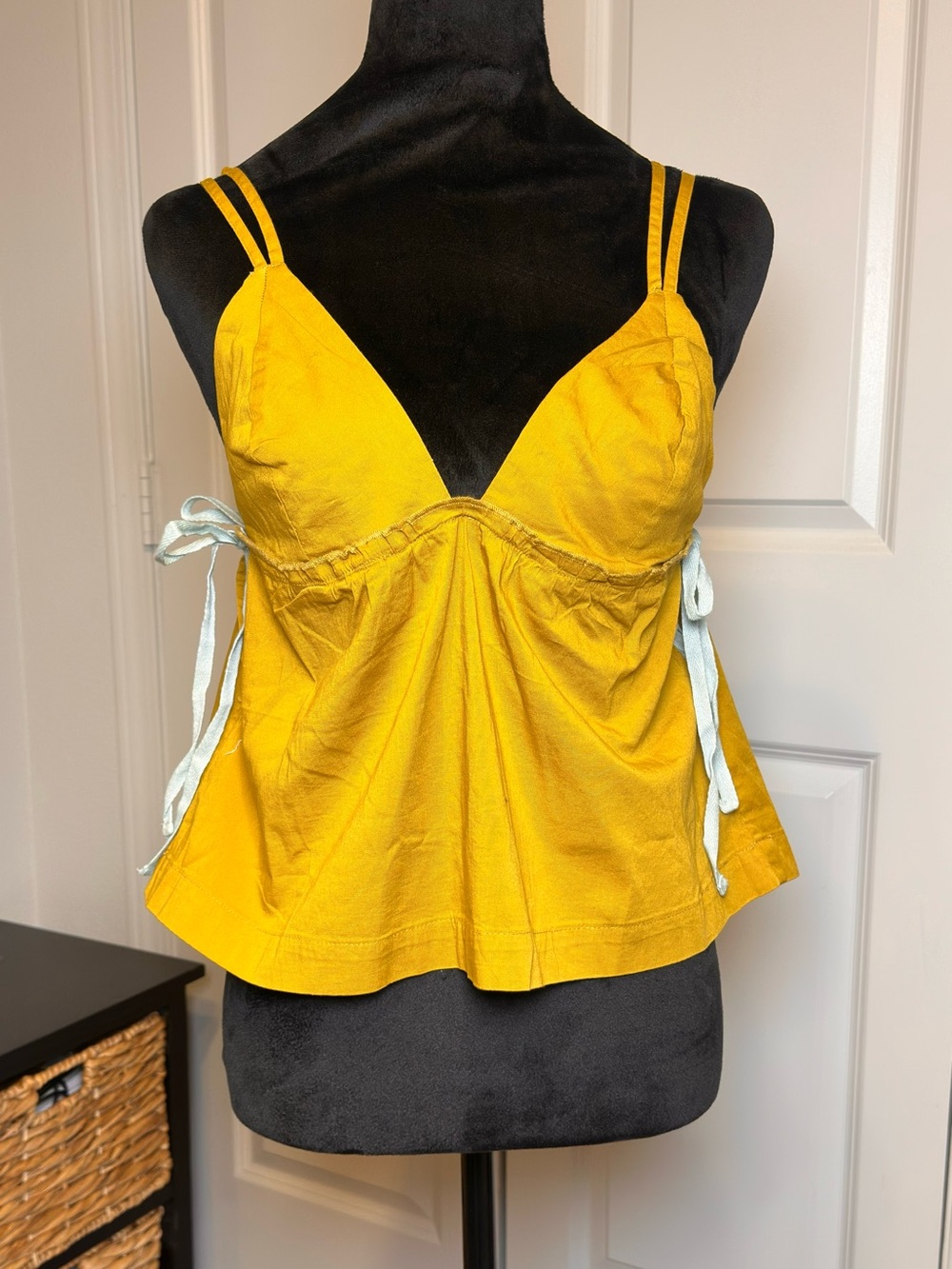 Free People Mustard Yellow Tie-Side Spaghetti-Cami / BNWT